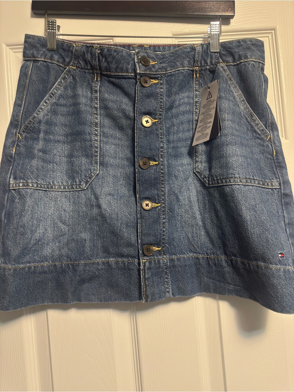 Tommy Hilfiger Blue Denim Button-Front Mini Skirt